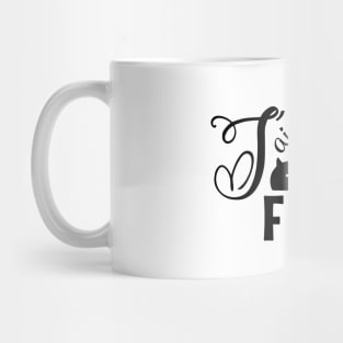 Fat cat always hungry - black silhouette with French text "J'ai encore faim" Mug